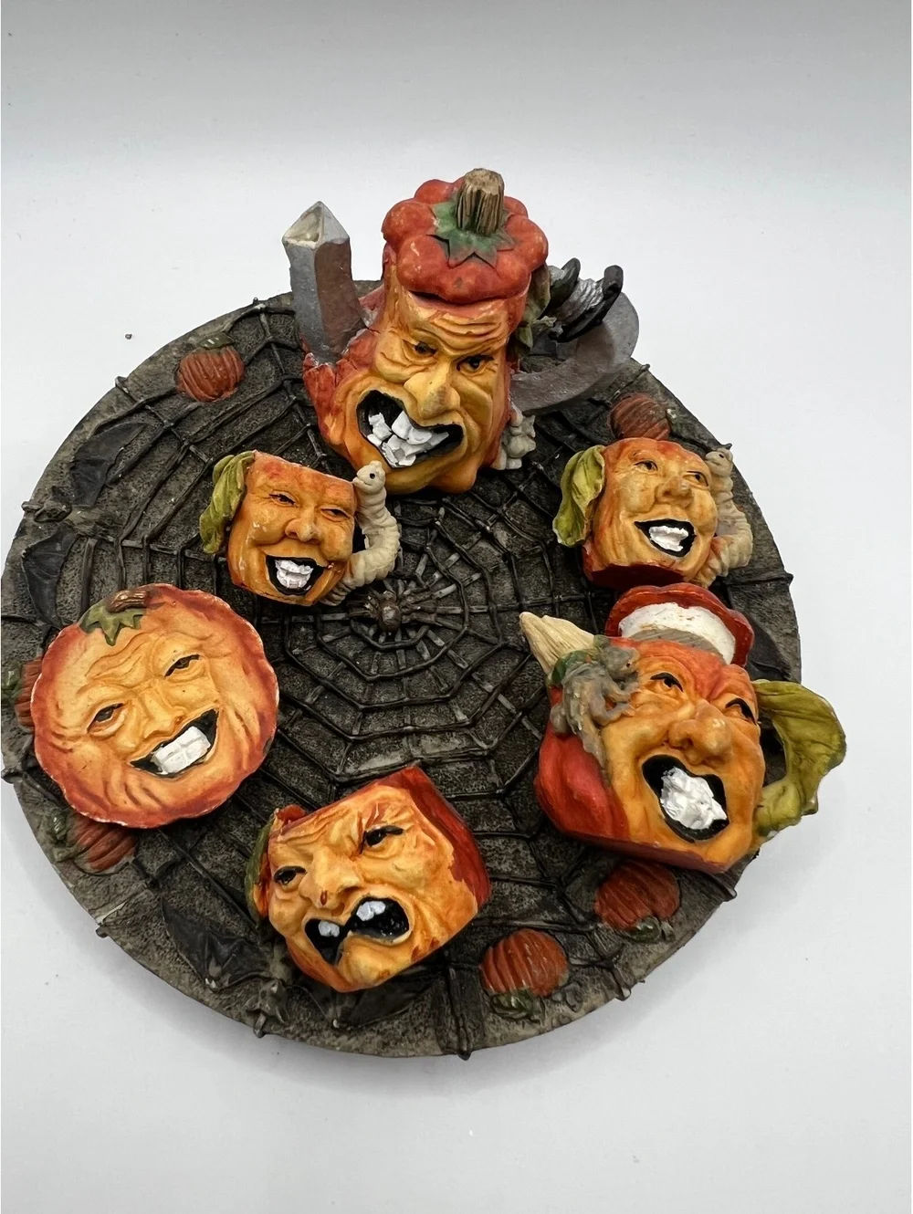 Vintage miniature pumpkin Halloween Fall tea set